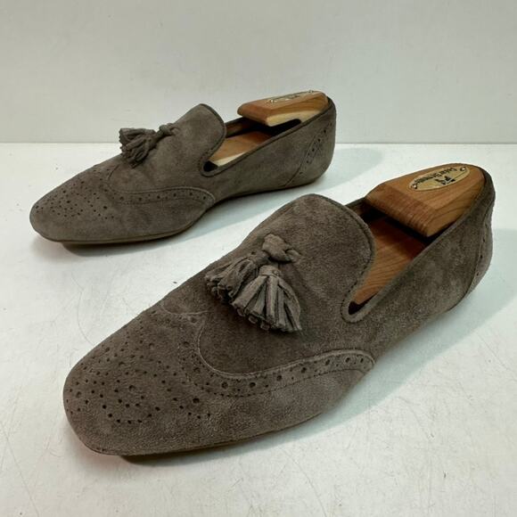 VERY GOOD J. Crew Women's Georgie Suede Wingtip Tassel Loafer Flats Gray 6 - Picture 5 of 10